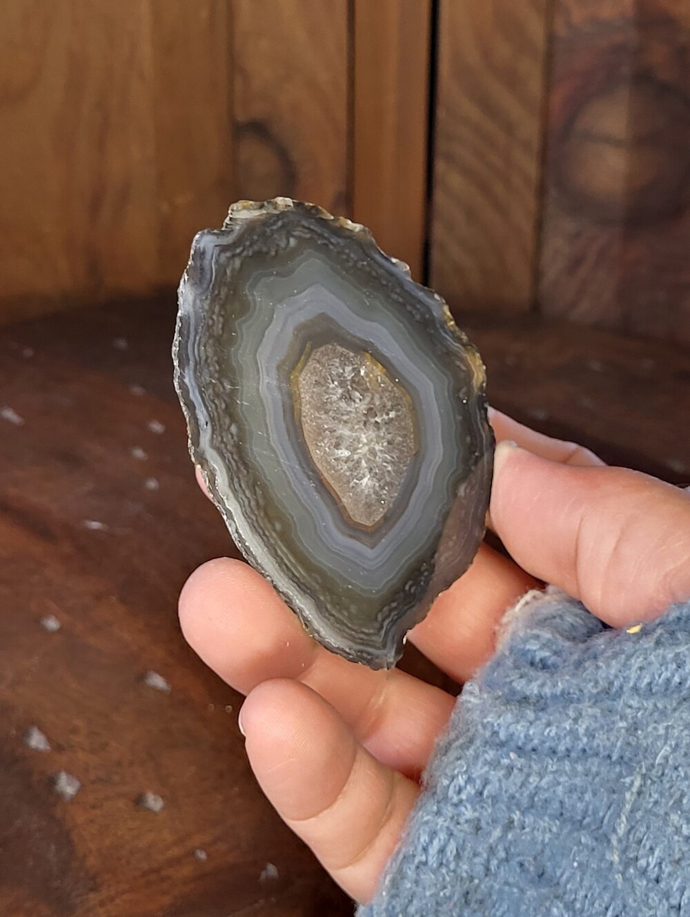 Polished Gray Agate Slice Decorative Accent - Picture 7 of 8